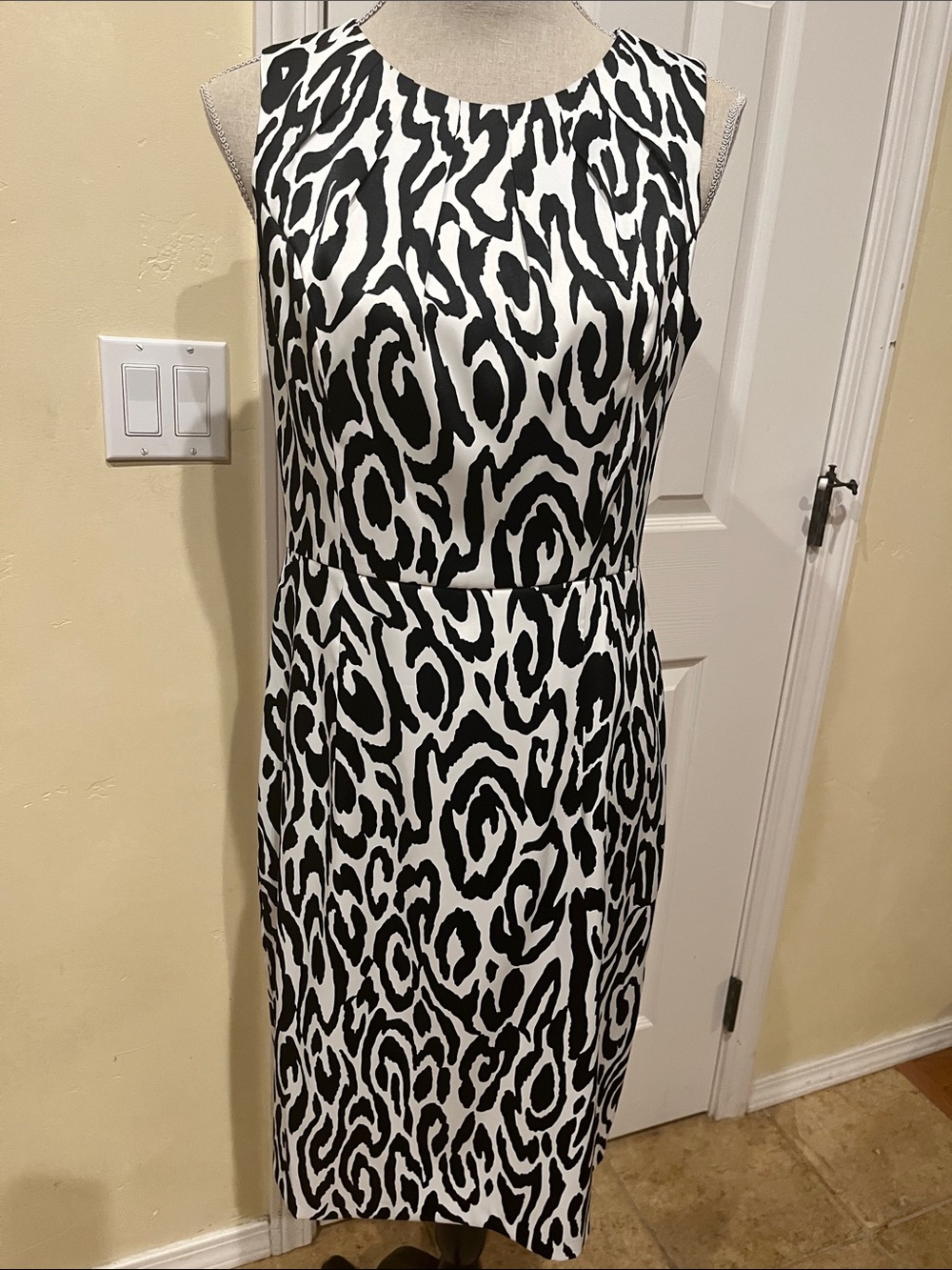 Dress Barn Black and White Animal Print Sheath Dress
